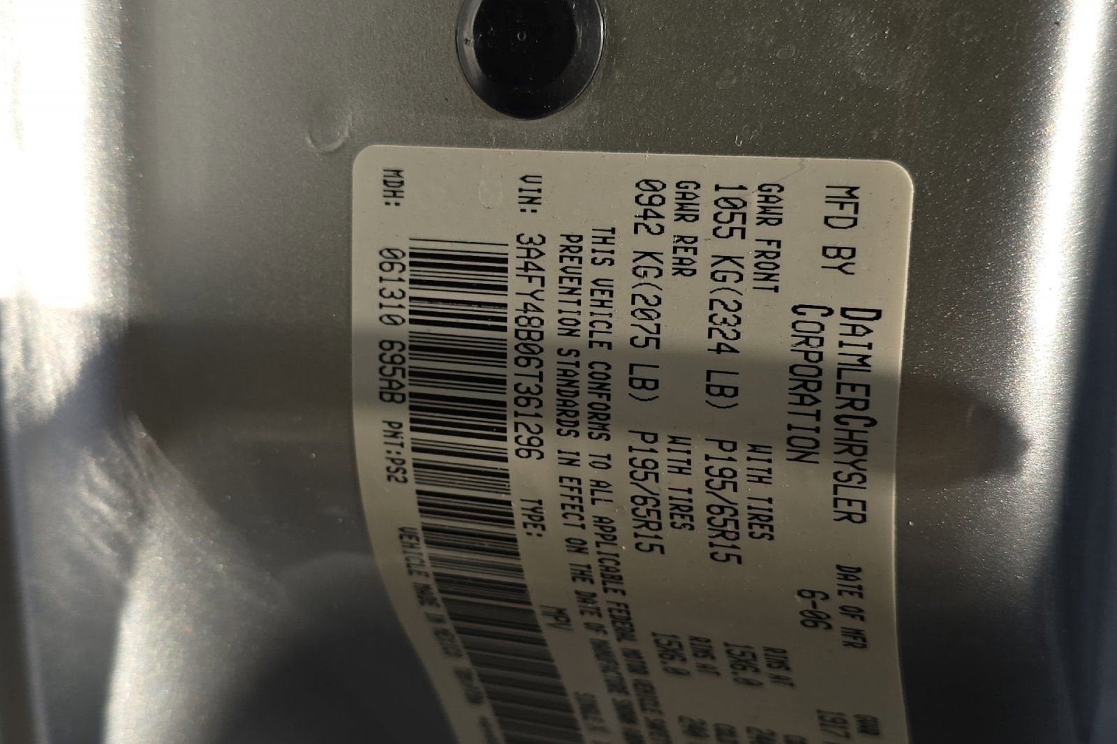 2006 Chrysler PT Cruiser 4DR BASE