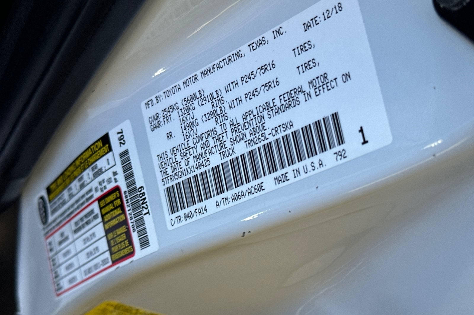 2019 Toyota Tacoma 2WD SR