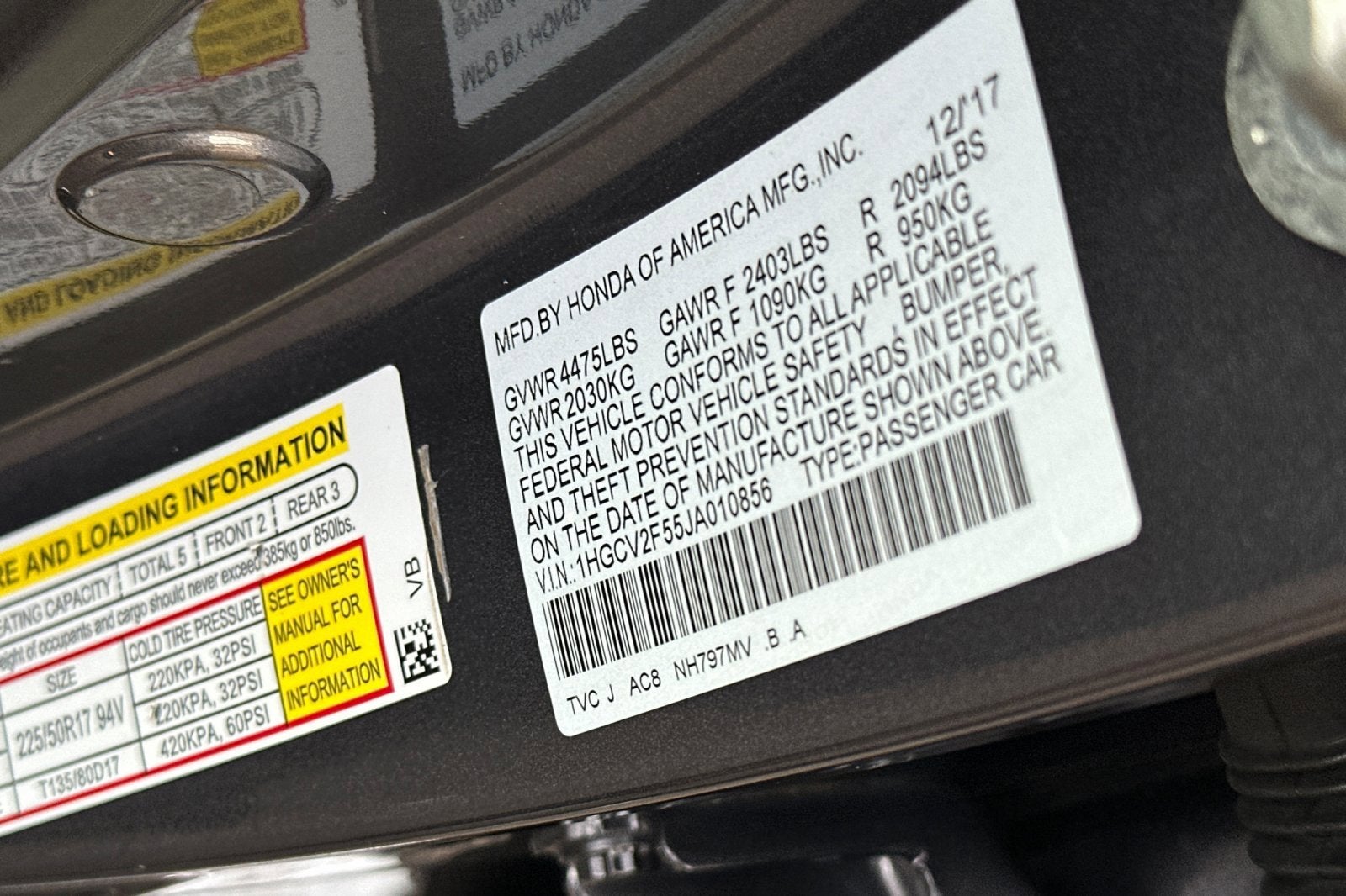 2018 Honda Accord Sedan EX-L 2.0T