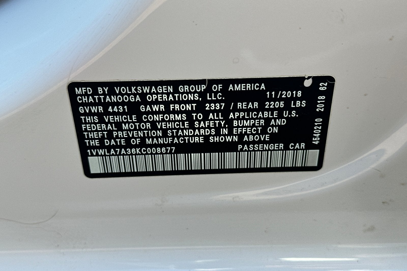 2019 Volkswagen Passat 2.0T Wolfsburg Edition