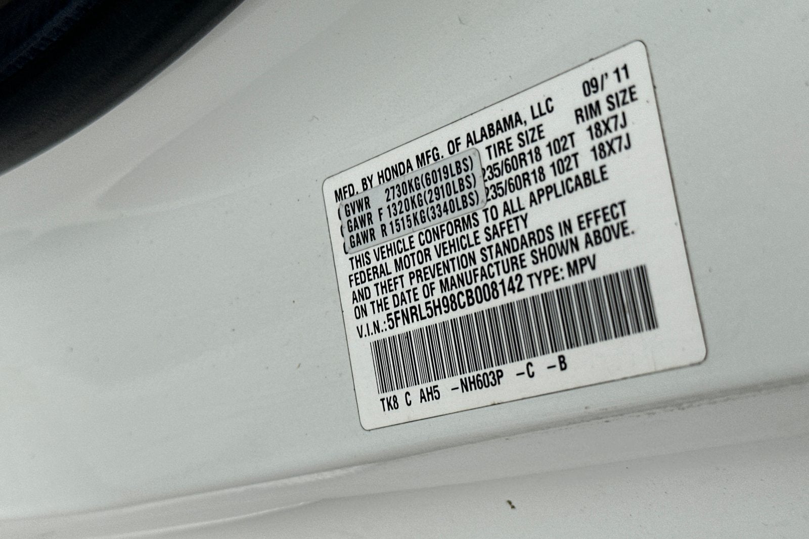 2012 Honda Odyssey Touring