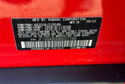 2022 Subaru WRX 4DR SDN CVT