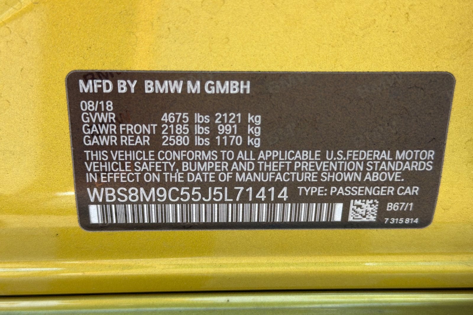 2018 BMW M3 4DR SDN