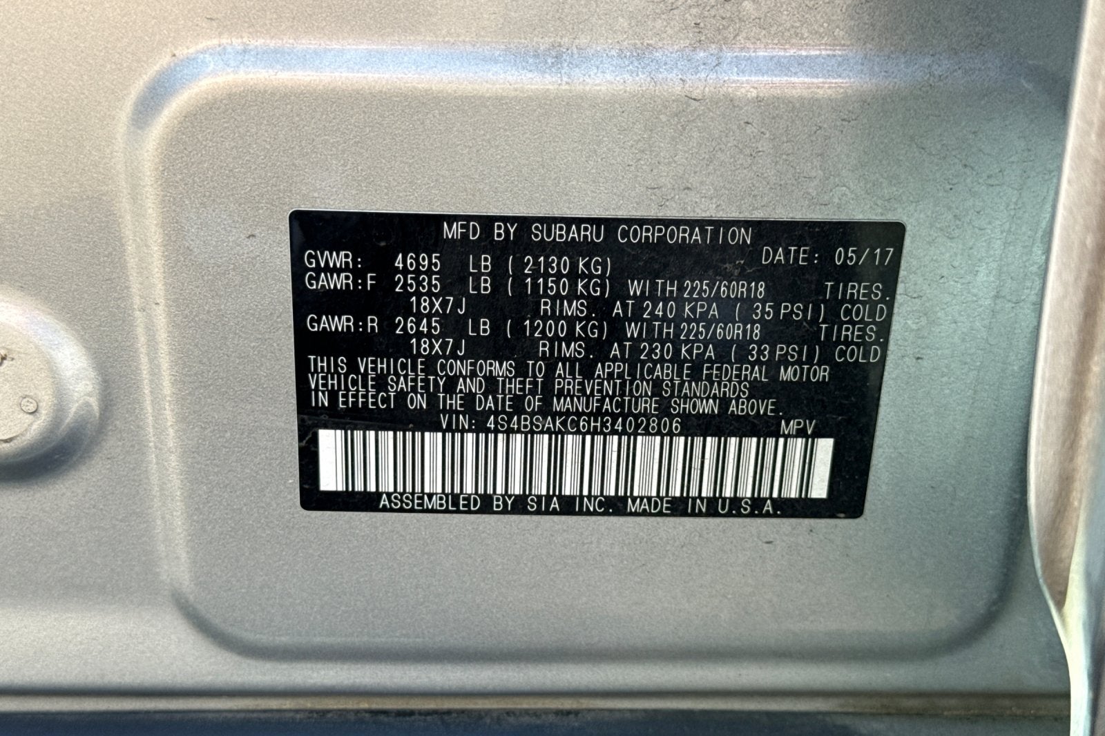2017 Subaru Outback 2.5i Limited