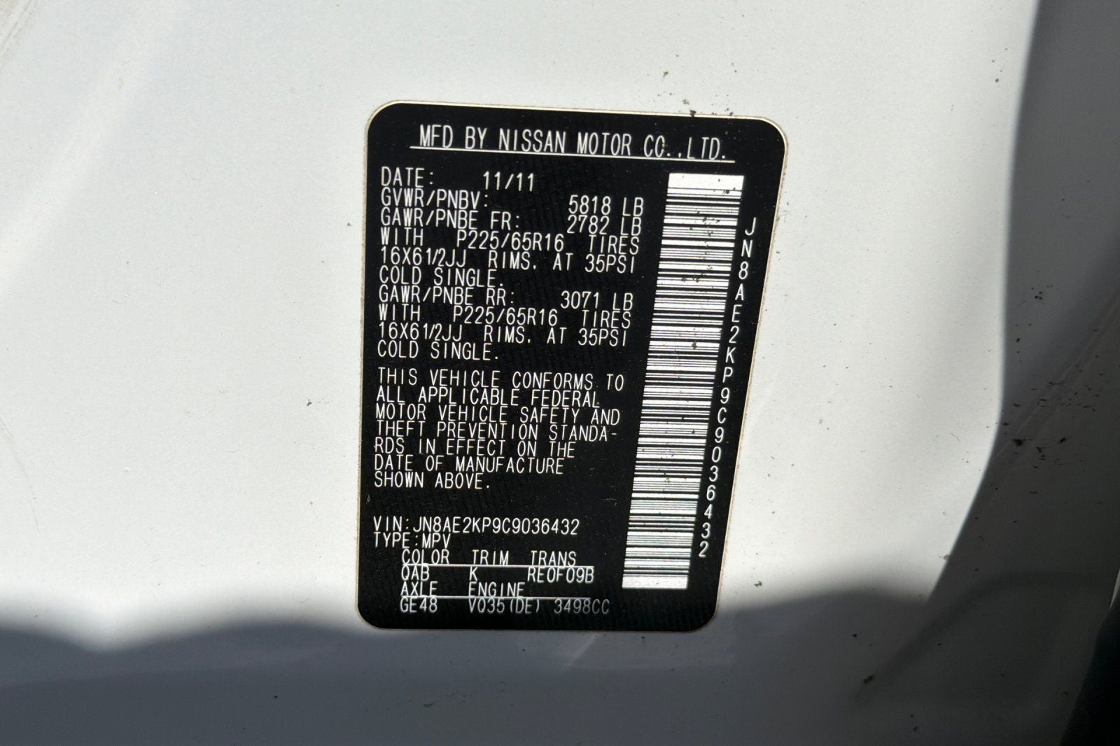 2012 Nissan Quest 3.5 S
