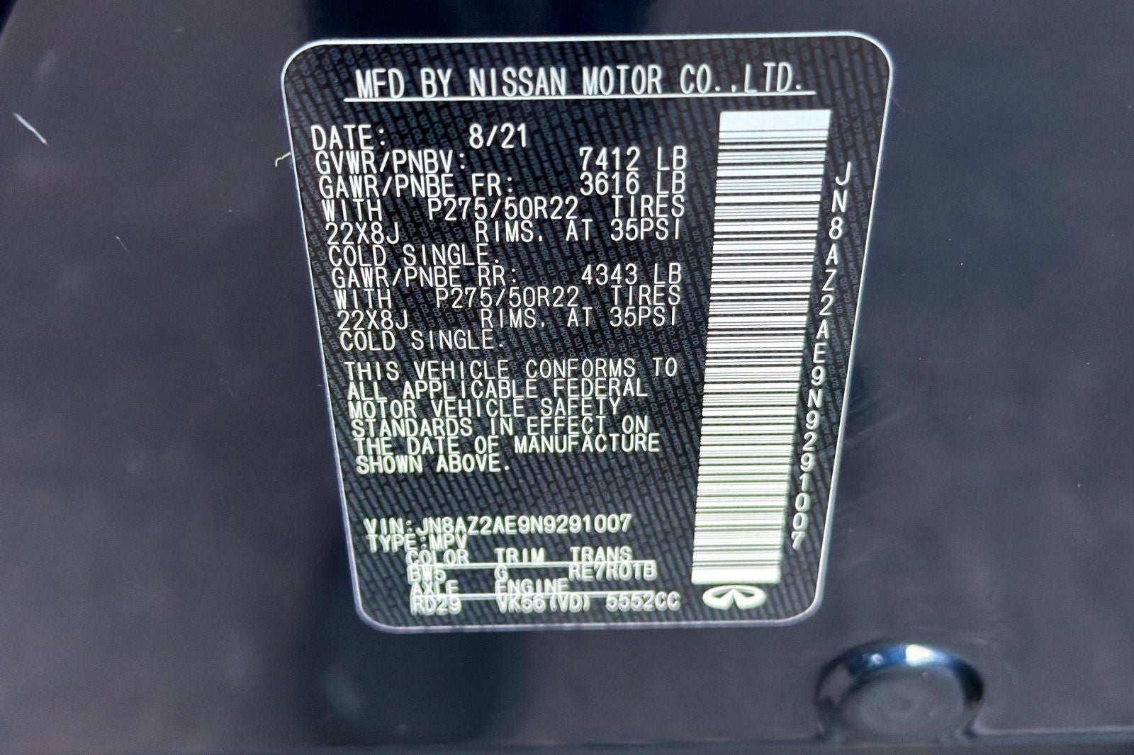 2022 INFINITI QX80 LUXE