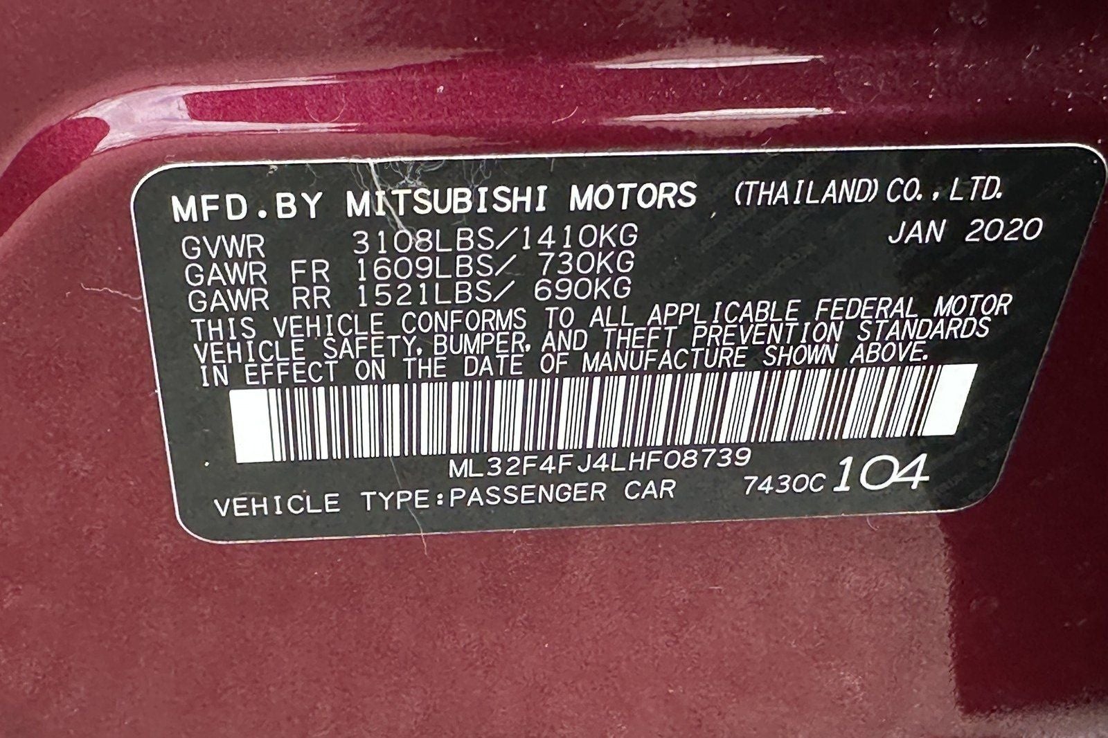 2020 Mitsubishi Mirage G4 LE